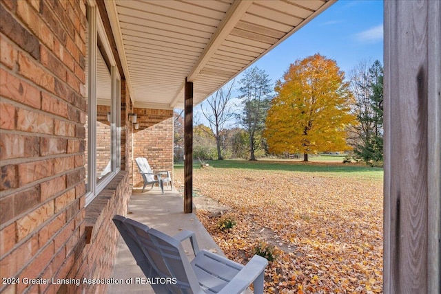 view of yard featuring a porch