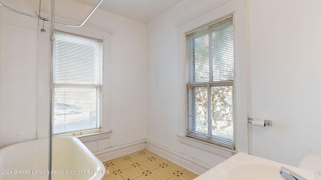 bathroom with a bath and a healthy amount of sunlight