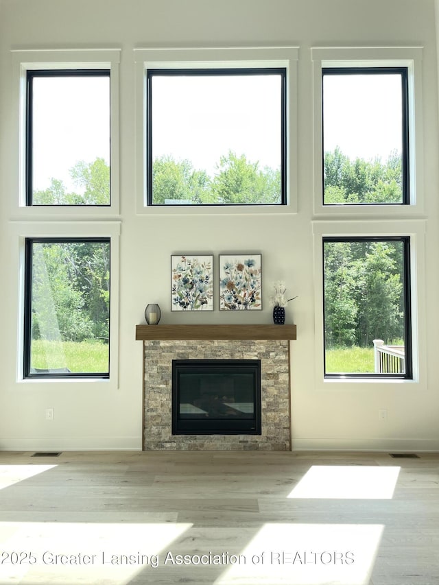 6119 Fresno Ln, East Lansing, MI 48823 - detailed view of a fireplace and wood finished floors