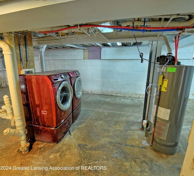 520 W St, Lansing, MI 48915 - unfinished below grade area with gas water heater and independent washer and dryer