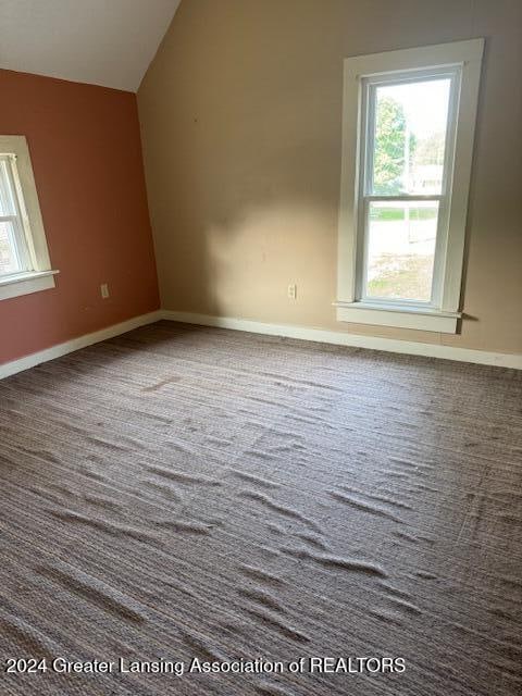 additional living space featuring carpet and lofted ceiling