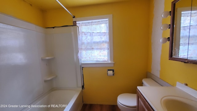 full bathroom with vanity, toilet, and shower / bath combination