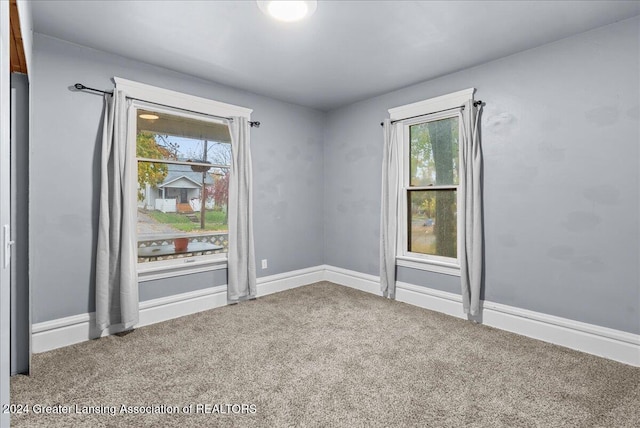 carpeted empty room featuring plenty of natural light