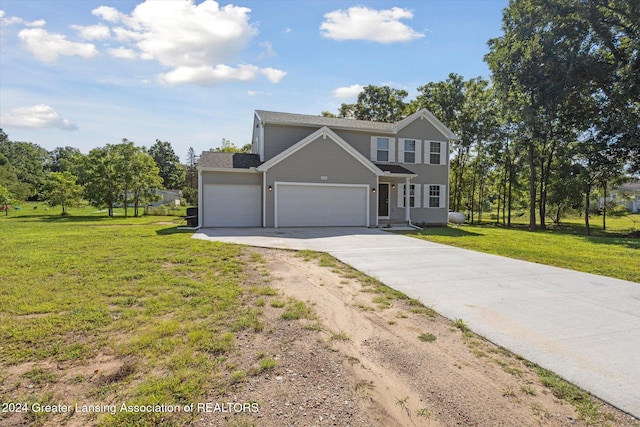 view of front of property with a front lawn