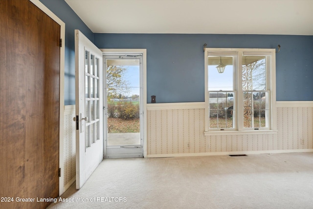 entryway with carpet and a healthy amount of sunlight