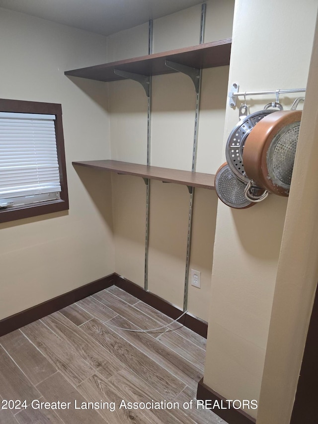 walk in closet featuring wood-type flooring