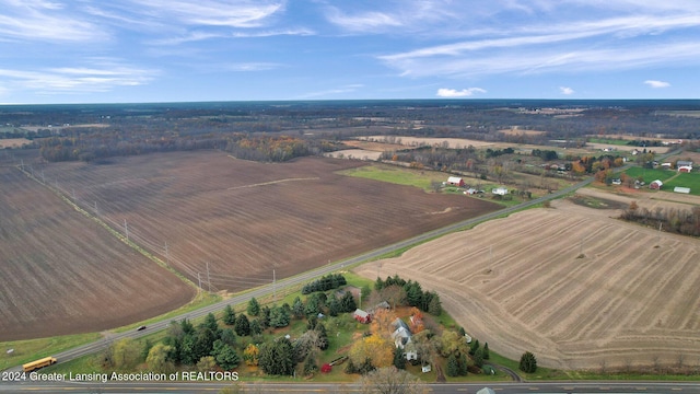 aerial view with a rural view