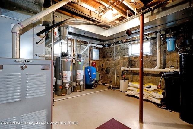 basement with gas water heater