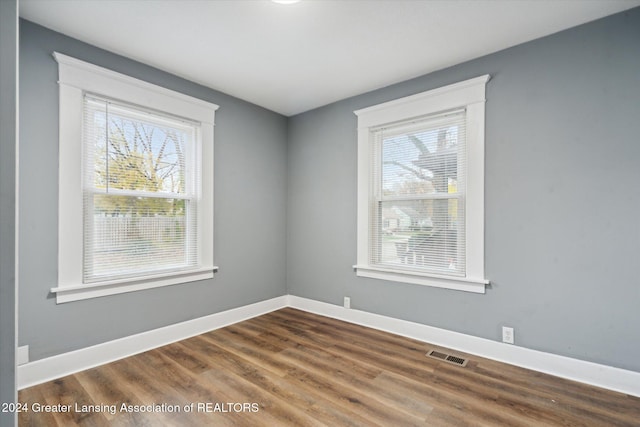 spare room with hardwood / wood-style floors and a wealth of natural light