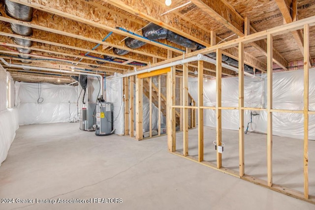 basement featuring water heater