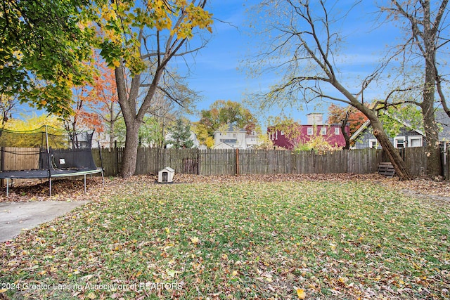 view of yard featuring a trampoline