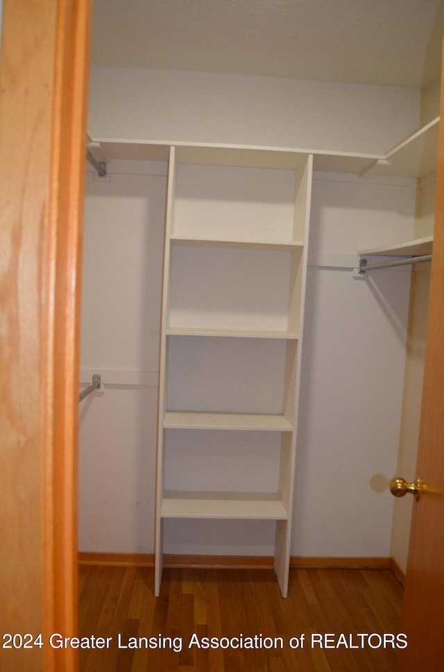 walk in closet featuring hardwood / wood-style floors