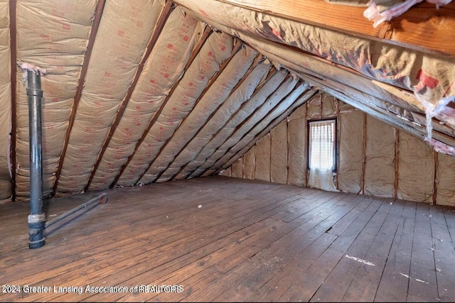 view of unfinished attic