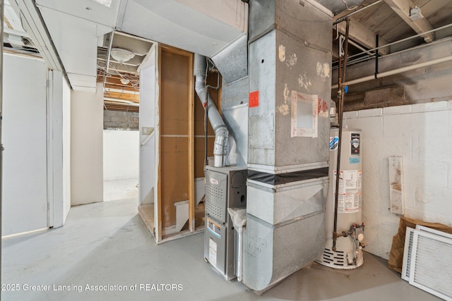 utility room with water heater