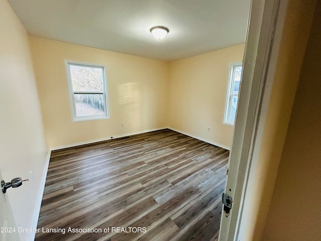 spare room with wood-type flooring