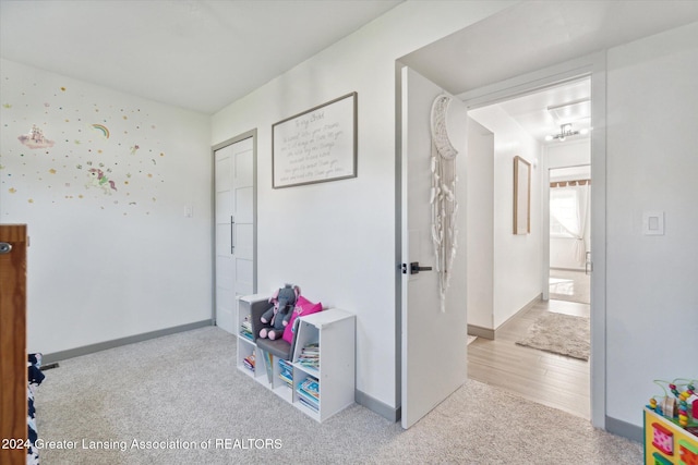 interior space with light hardwood / wood-style floors