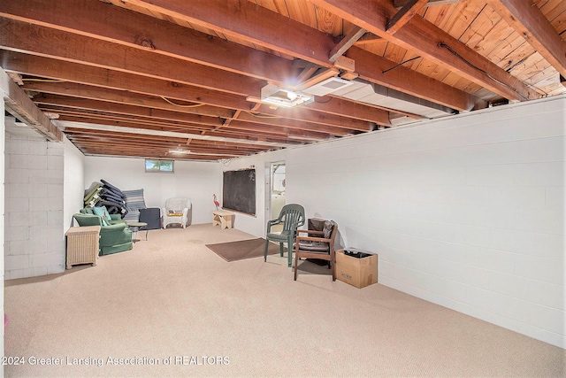 basement with carpet