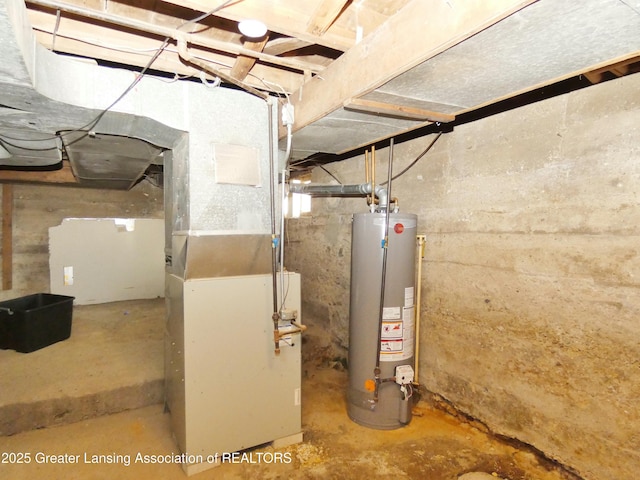 utilities with heating unit and gas water heater