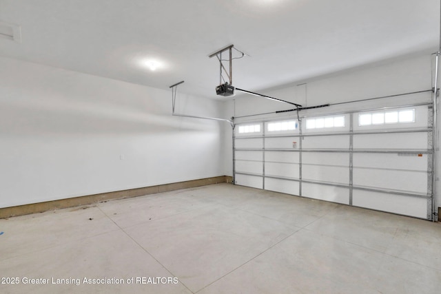 garage with a garage door opener