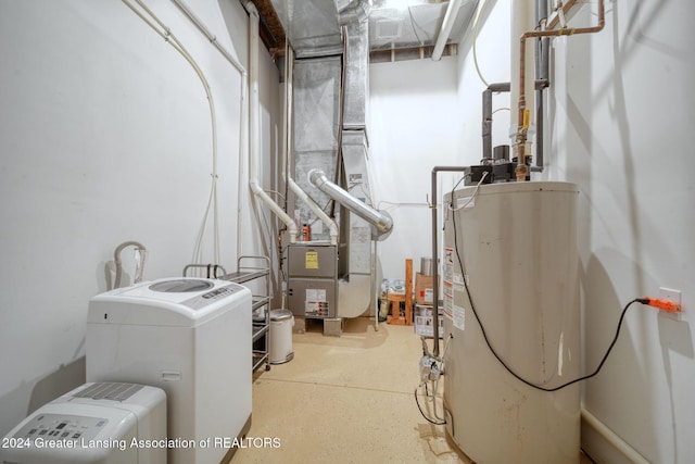 utility room featuring water heater