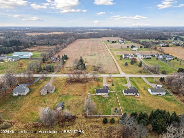 bird's eye view featuring a rural view