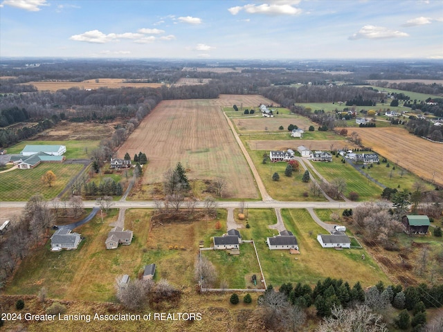 aerial view featuring a rural view