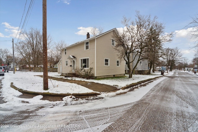 view of snow covered exterior