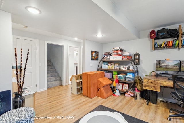 home office featuring hardwood / wood-style floors