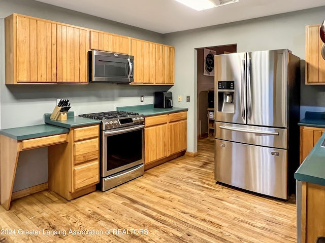 kitchen featuring stainless steel appliances and light wood-type flooring