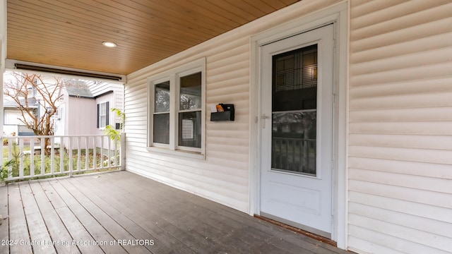 wooden terrace featuring a porch