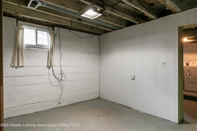 basement with independent washer and dryer