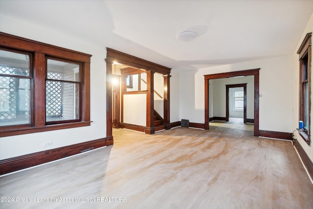 empty room featuring light wood-type flooring