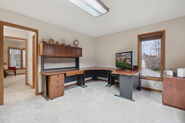 view of carpeted office space