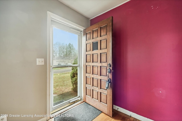 foyer featuring hardwood / wood-style floors