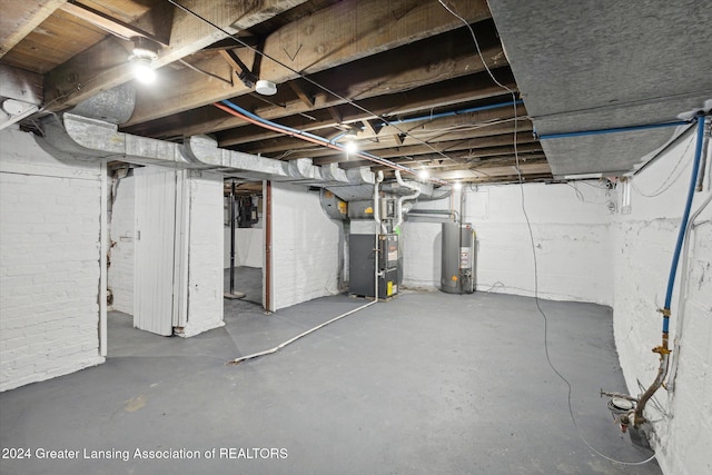 basement with gas water heater