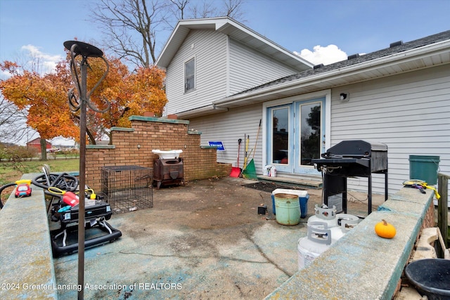 view of patio with grilling area and french doors