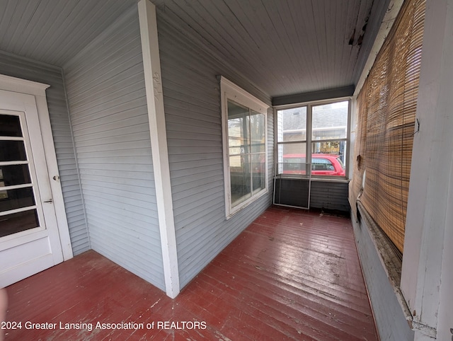 view of unfurnished sunroom