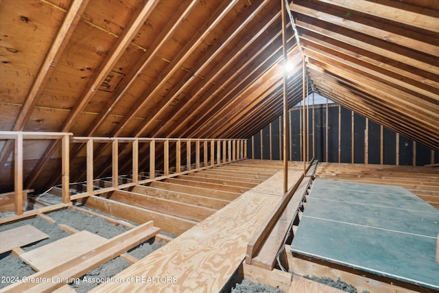 view of unfinished attic