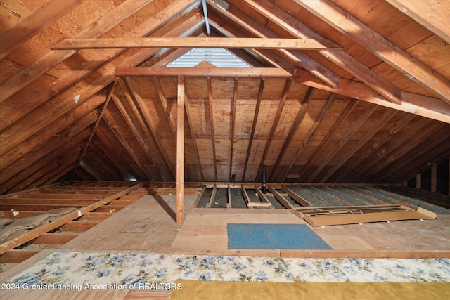 view of unfinished attic