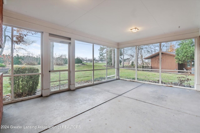 view of unfurnished sunroom