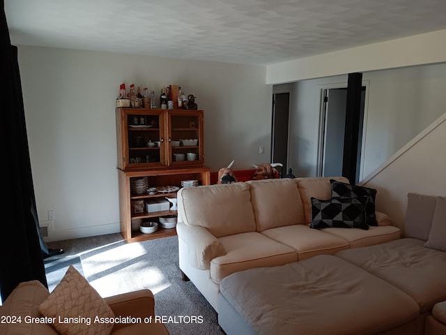 living room with carpet