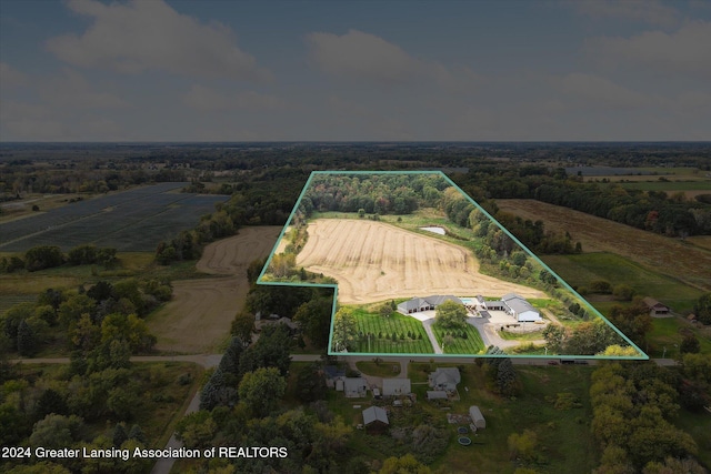 bird's eye view with a rural view