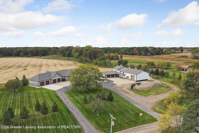 bird's eye view with a rural view