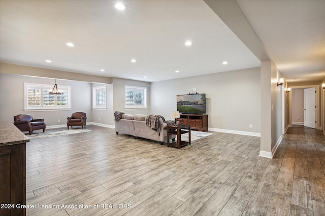 living room with light wood-type flooring