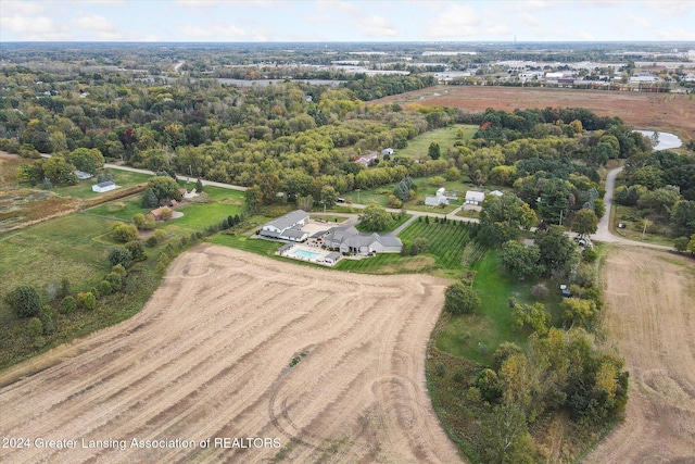 aerial view with a rural view