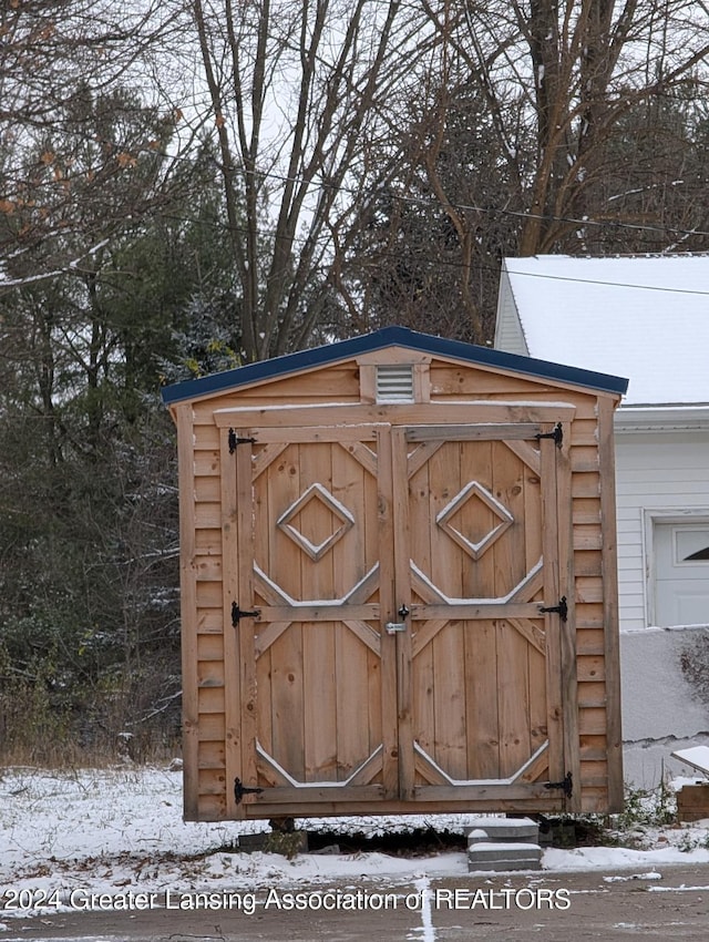 view of snow covered structure