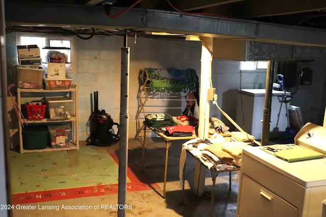 basement with plenty of natural light