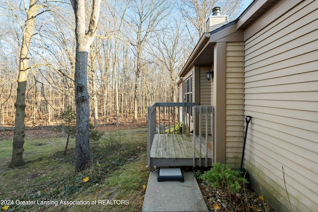 view of yard with a wooden deck