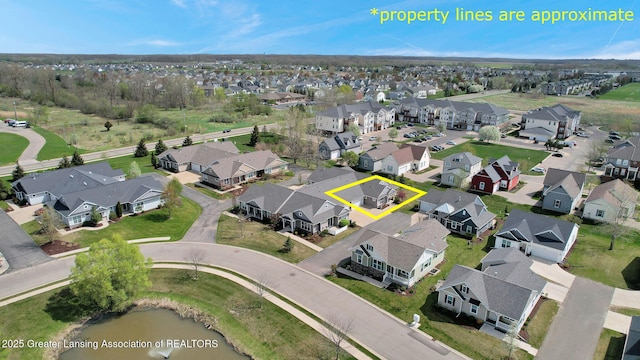 bird's eye view with a residential view