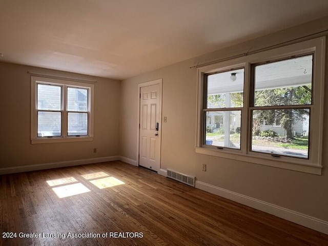 interior space with hardwood / wood-style floors and a healthy amount of sunlight